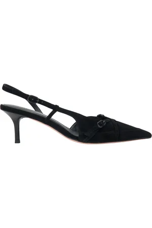 Estro Sko, Dame, Sort, 36 EU, Læder, Kvinders Sort Velour Lavhælede Slingbacks