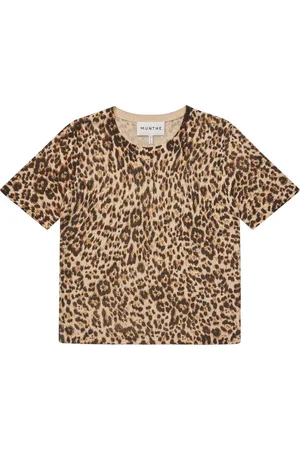 Munthe Top, Dame, Brun, L, Leopard Print Kortærmet Strik