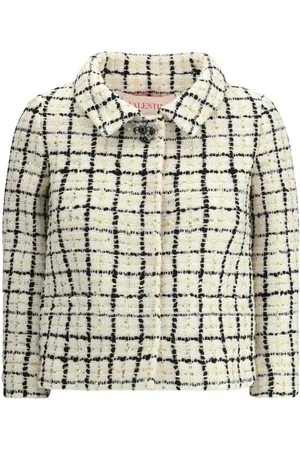 VALENTINO Jakke, Dame, Flerfarvet, M, Tweed, Paillet Tweed Jakke med Juvel Lukning