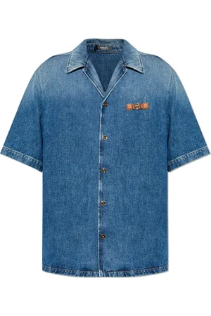 VERSACE Skjorte, Herre, Blå, L, Denim, Denim skjorte med korte ærmer