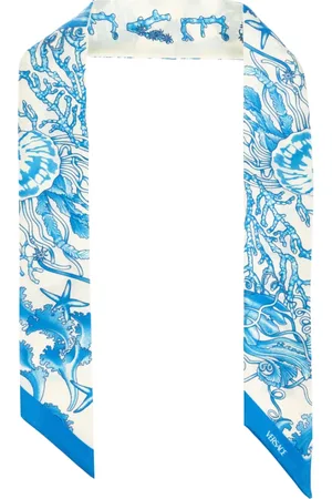 VERSACE Tilbehør, unisex, Blå, ONE SIZE, Uld, Silketørklæde