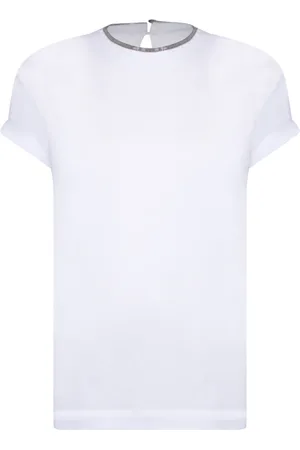 Brunello Cucinelli Top, Dame, Hvid, L, Bomuld, Hvid T-shirt Dametøj