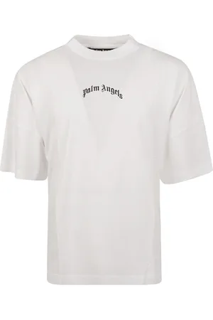 Palm Angels Top, Herre, Hvid, XS, Bomuld, Sorte T-shirts og Polos med Bagkantet Logo
