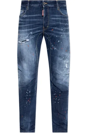 Dsquared2 Jeans, Herre, Blå, L, Læder, Pæne Biker jeans