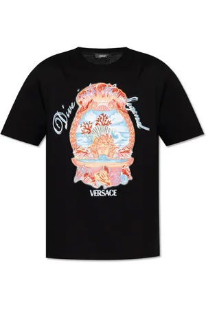 VERSACE Top, Herre, Sort, S, Bomuld, T-shirt med farverigt tryk