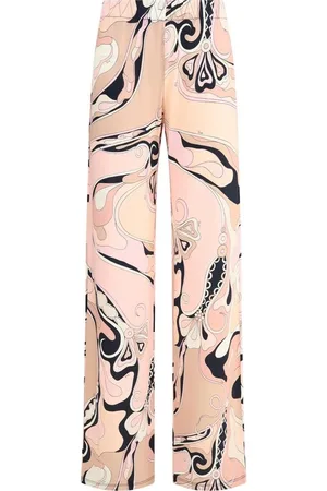 Emilio Pucci Bukser, Dame, Flerfarvet, L, Orkide Print Straight Bukser