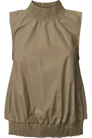 Rabens Saloner Top, Dame, Grøn, XL, Army Poplin Top & T-Shirt