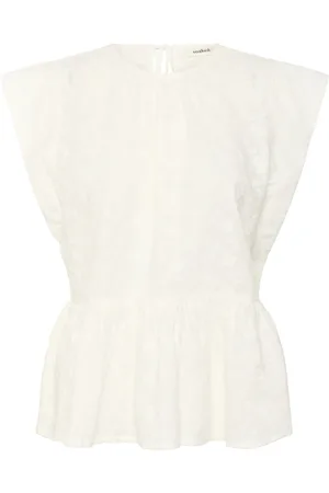 Soaked in Luxury Bluser & Skjorter, Dame, Hvid, 2XL, Bomuld, Elegant Broderet Top i Knækket Hvid