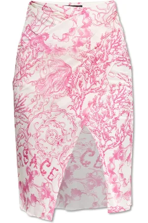 VERSACE Nederdel, Dame, Lyserød, XS, Læder, Nederdel med Undervands Barocco print