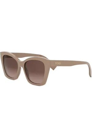 Fendi Tilbehør, unisex, Brun, 55 MM, Autentiske Lettering Solbriller, Premium Kvalitet