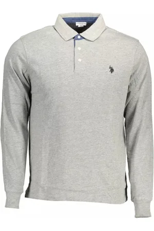U.S. Polo Assn. Top, Herre, Grå, XL, Bomuld, Grå Langærmet Polo Skjorte i Bomuld