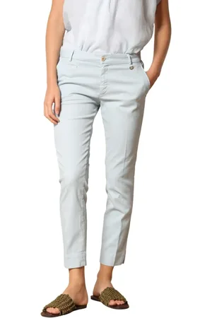 Masons Bukser, Dame, Blå, L, Bomuld, Slim Fit Chino Bukser med Blomster Talje
