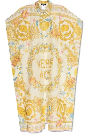 VERSACE Badetøj, Dame, Gul, ONE SIZE, Bomuld, Strandkjole med Barocco-print