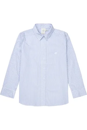 Munthe Bluser & Skjorter, Dame, Blå, S, Stribet Skjorte med Broderet Detalje