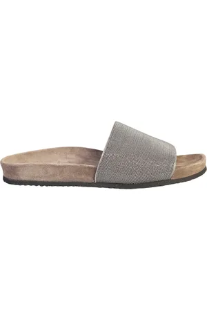 Brunello Cucinelli Sko, Dame, Grå, 38 EU, Læder, Grå Læder Sandaler Elegant Stil