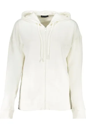 North Sails Sweathshirts & Hoodies, Dame, Hvid, M, Bomuld, Hættetrøje med Lynlås og Logo