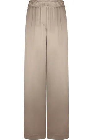 Brunello Cucinelli Bukser, Dame, Brun, XS, Grøn Silke Bred Ben Bukser
