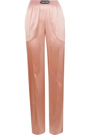 Tom Ford Bukser, Dame, Lyserød, M, Satin, Silke Stretch Satin Bukser