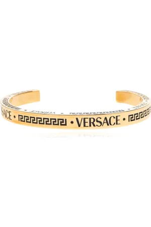 VERSACE Tilbehør, Herre, Gul, L, Uld, Armbånd med indgraveret logo