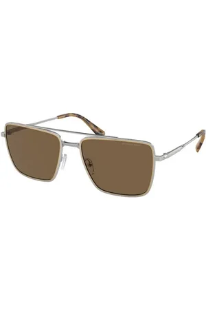 Michael Kors Tilbehør, unisex, Grå, 58 MM, Sølvfarvede solbriller med brune glas