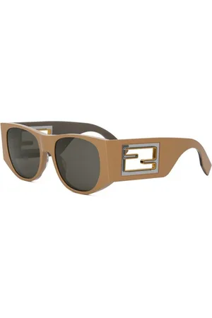 Fendi Tilbehør, unisex, Brun, 54 MM, Autentiske Baguette Briller - Premium Kvalitet
