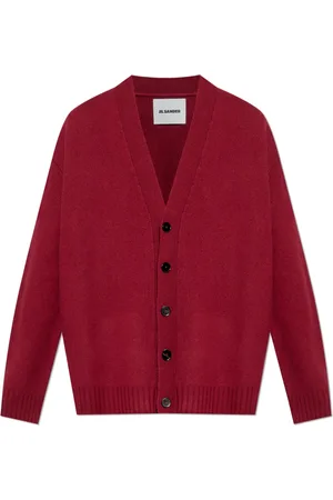 Jil Sander Strik, Herre, Rød, M, Uld, Uld cardigan