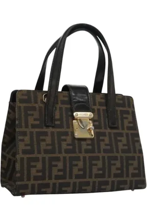 Fendi Pre-owned, Dame, Brun, ONE SIZE, Tyl, Pre-owned canvas håndtasker