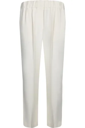 Brunello Cucinelli Bukser, Dame, Hvid, L, Hvide højtaljede bukser Elegant stil