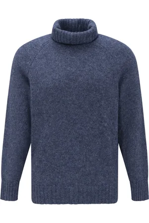 Brunello Cucinelli Strik, Herre, Blå, L, Uld, Blå Turtleneck Sweater Stilfuld Hyggelig Pasform
