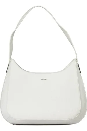 Calvin Klein Taske, Dame, Hvid, ONE SIZE, Uld, Hvid Skuldertaske med Indvendig Lomme