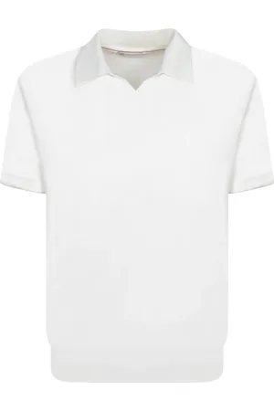 Brunello Cucinelli Top, Herre, Hvid, 2XL, Bomuld, Hvid Polo Minimalistisk Design