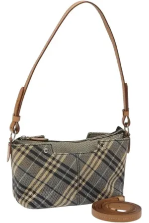 Burberry Pre-owned, Dame, Blå, ONE SIZE, Uld, Pre-owned Canvas skuldertasker