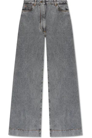 Etro Jeans, Dame, Grå, W28, Uld, Højtaljede jeans med brede ben