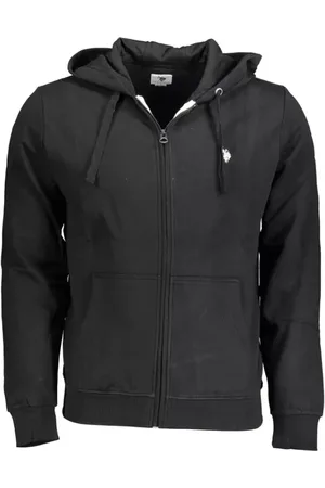 U.S. Polo Assn. Sweathshirts & Hoodies, Herre, Sort, 2XL, Bomuld, Sort hættetrøje til mænd