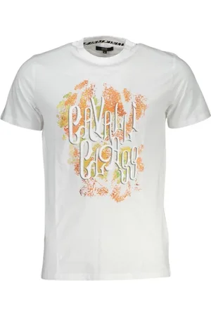 Roberto Cavalli Top, Herre, Hvid, 2XL, Bomuld, Hvid Bomuld Logo Print T-Shirt