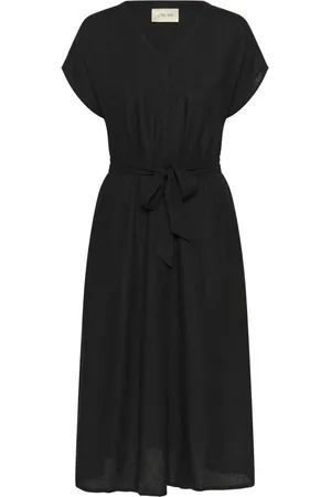 Cream Kjole, Dame, Sort, 2XL, Feminin Lang Kjole med Bælte