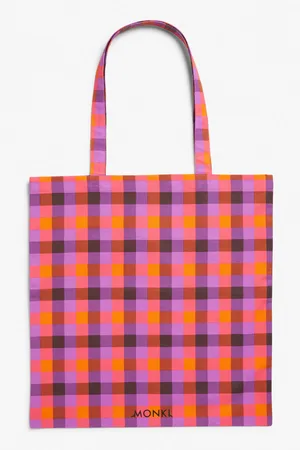 Monki Checkered cotton tote bag