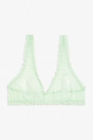 Monki Ruched mesh soft bra