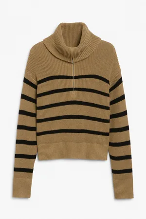 Monki Cropped half zip knit sweater
