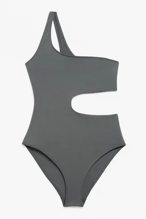 Monki One shoulder cut out swimsuit