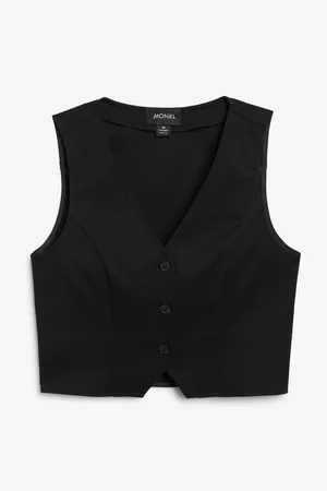 Monki Kvinder Veste - Cropped single-breasted waistcoat