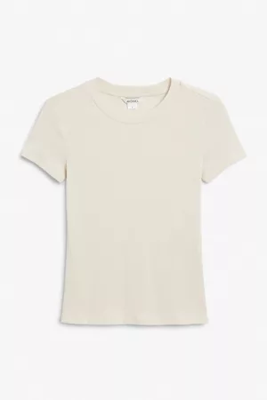 Monki Kvinder Kortærmede - Ribbed t-shirt