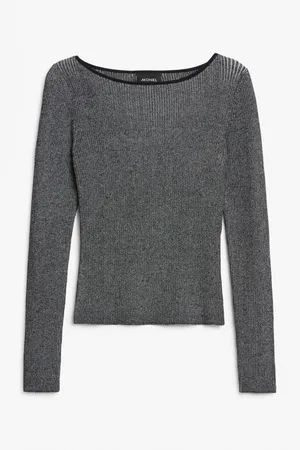 Monki Rib knit boat neck sweater