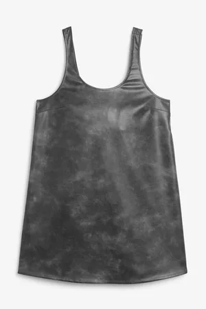 Monki Pinafore faux leather mini dress