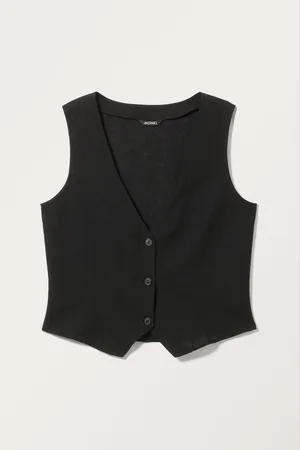 Monki Buttoned Linen Blend Vest