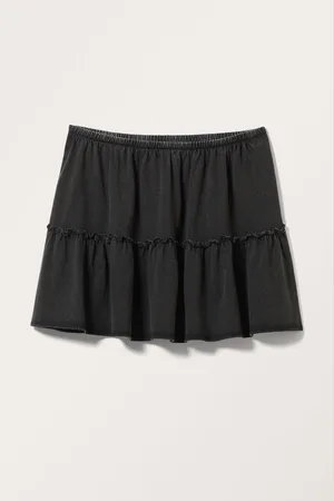 Monki Washed Ruffled Mini Skirt