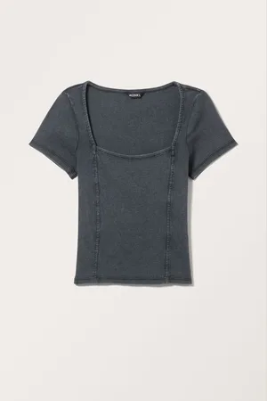 Monki Square Neck Short Sleeve Top
