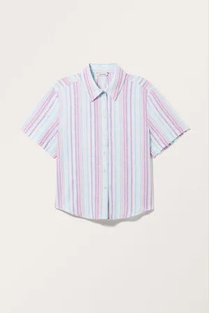 Monki Short sleeve linen blend shirt
