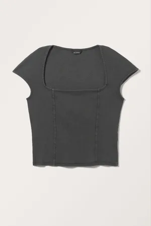 Monki Ribbed Square Neck Top