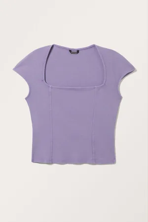Monki Ribbed Square Neck Top